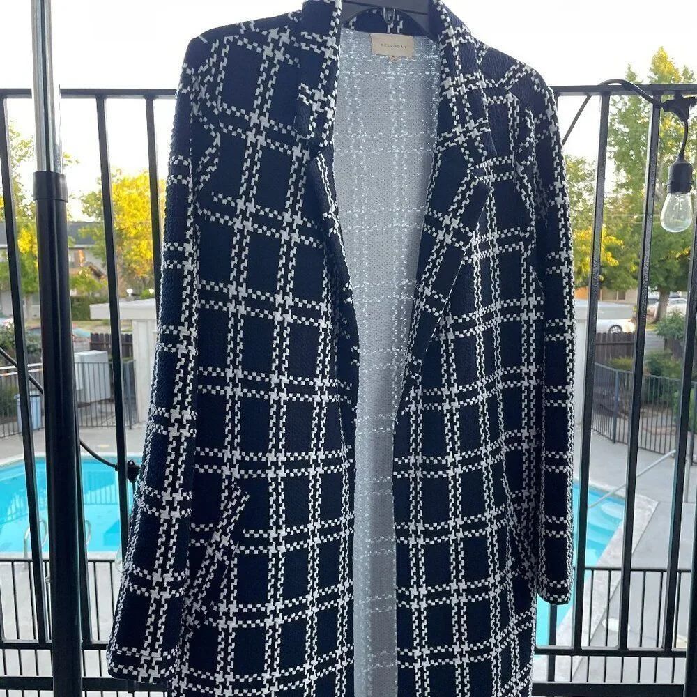 Melloday Women's Plaid Collared Open Front Cardigan Size Medium